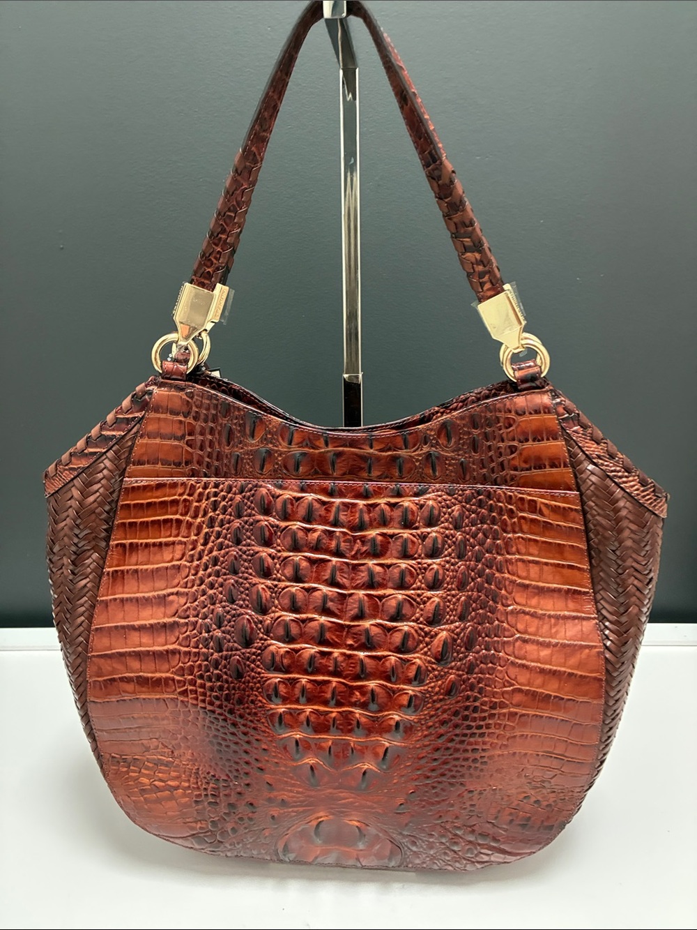 Brahmin NWT Croc-Embossed Hobo Shoulder Bag - Picture 3 of 9
